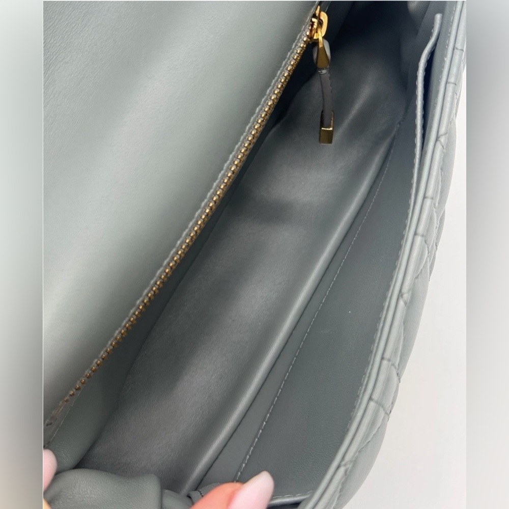 Dior Caro Small Stone Gray Cannage Calfskin Leather Shoulder Bag - Picture 10 of 15